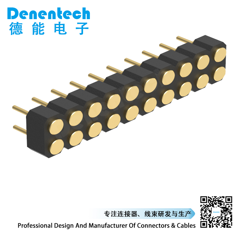 Denentech 2.54MM pogo pin H2.5MM dual row female straight high current pogo pin connector
